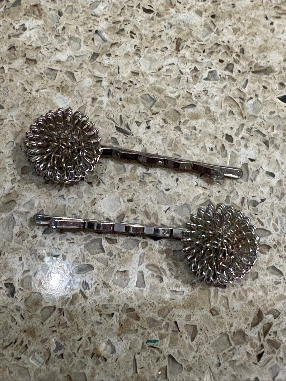 Antique Silver Floral Wire Hair Pins - Set of 2